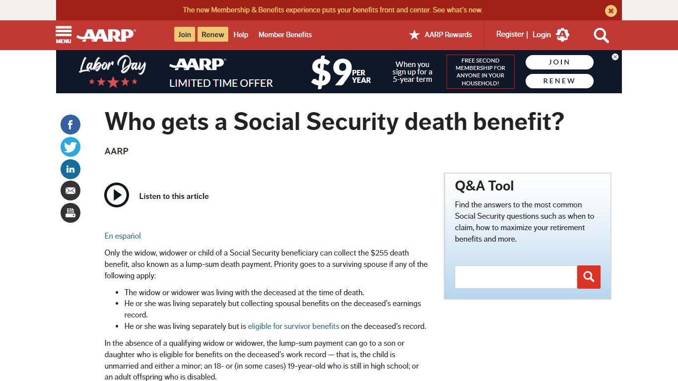 Who Can Collect the Social Security Death Benefit? - AARP